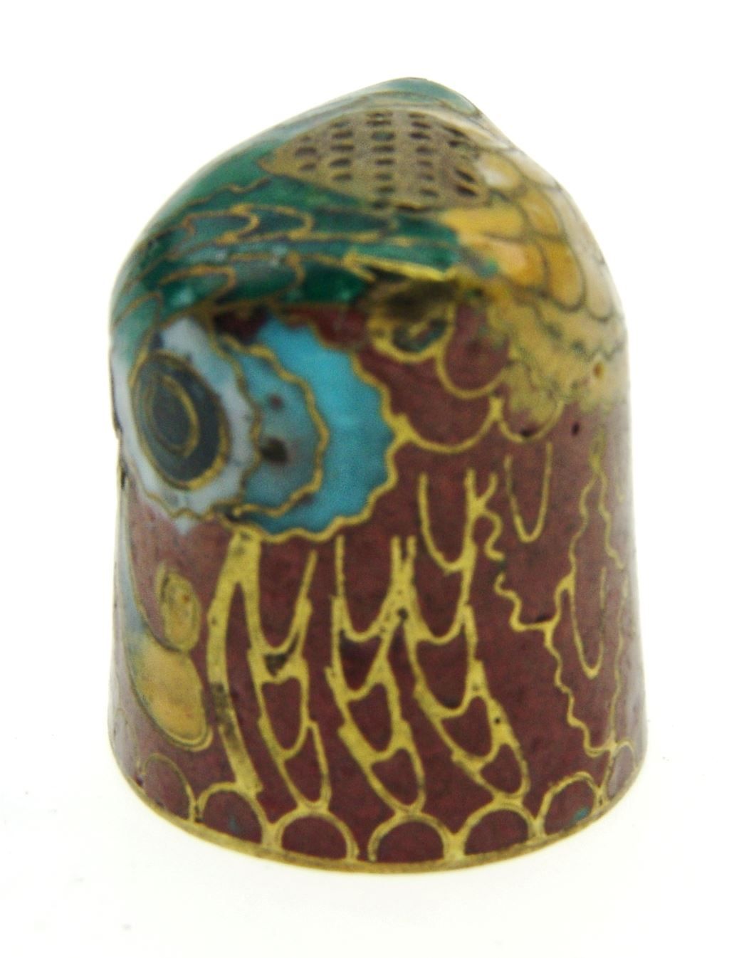 Ditali: Fingerhut - Cloisonne Uhu - Eulenkopf 3 – Usato da Langenthal venduto da hamster-raeumung 3
