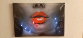 LED Kunst Bild Art Red lip / Rote Lippe