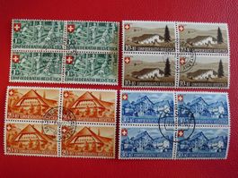 1945: Pro Patria: B26-B29, saubere Viererblöcke, Kat: 250.-