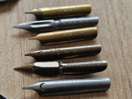 Antike Schreibfedern, inklusive Schachtel