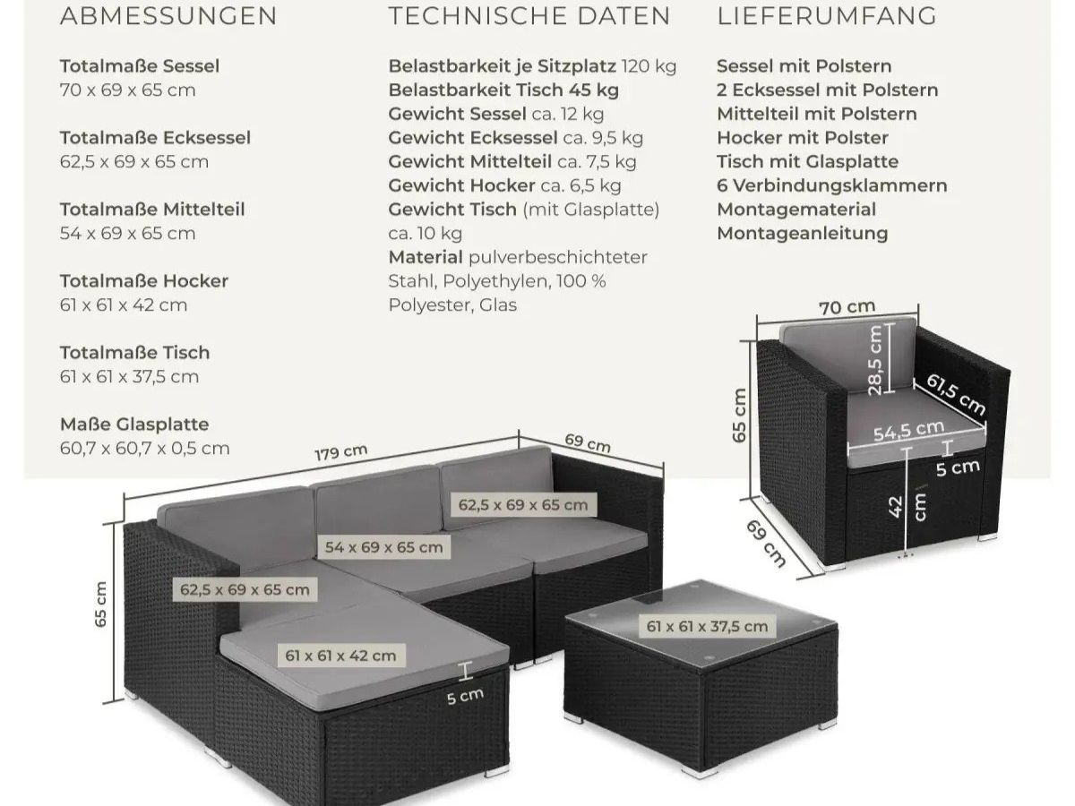 Set de table et chaises: Rattan Lounge mit Sessel Gartenmöbel Set BELVANO – Neuf avec emballage d'origine à Lachen SZ par sw3zzy 4