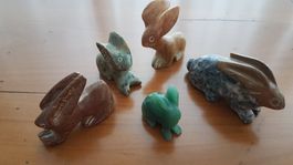 Hasen Sammlung aus Stein 5 Stück Deko