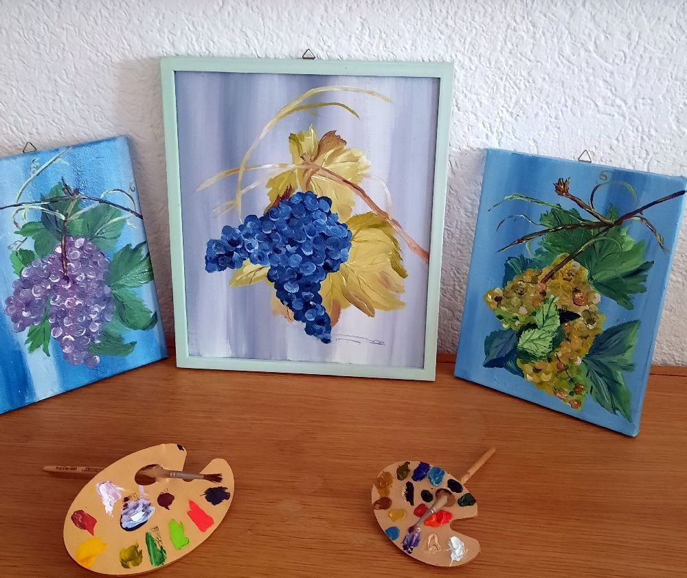 Gemälde: 3er Set Trauben Öl auf Leinwand – Neu und originalverpackt aus Eschenbach von Alicekunst 3
