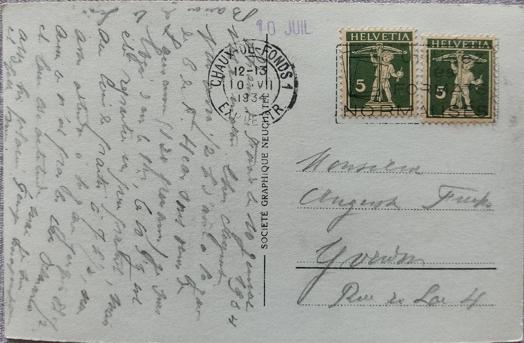 Cartoline postali: LA CHAUX-DE-FONDS  - 1934 – Usato da Delémont venduto da Domdom1 1