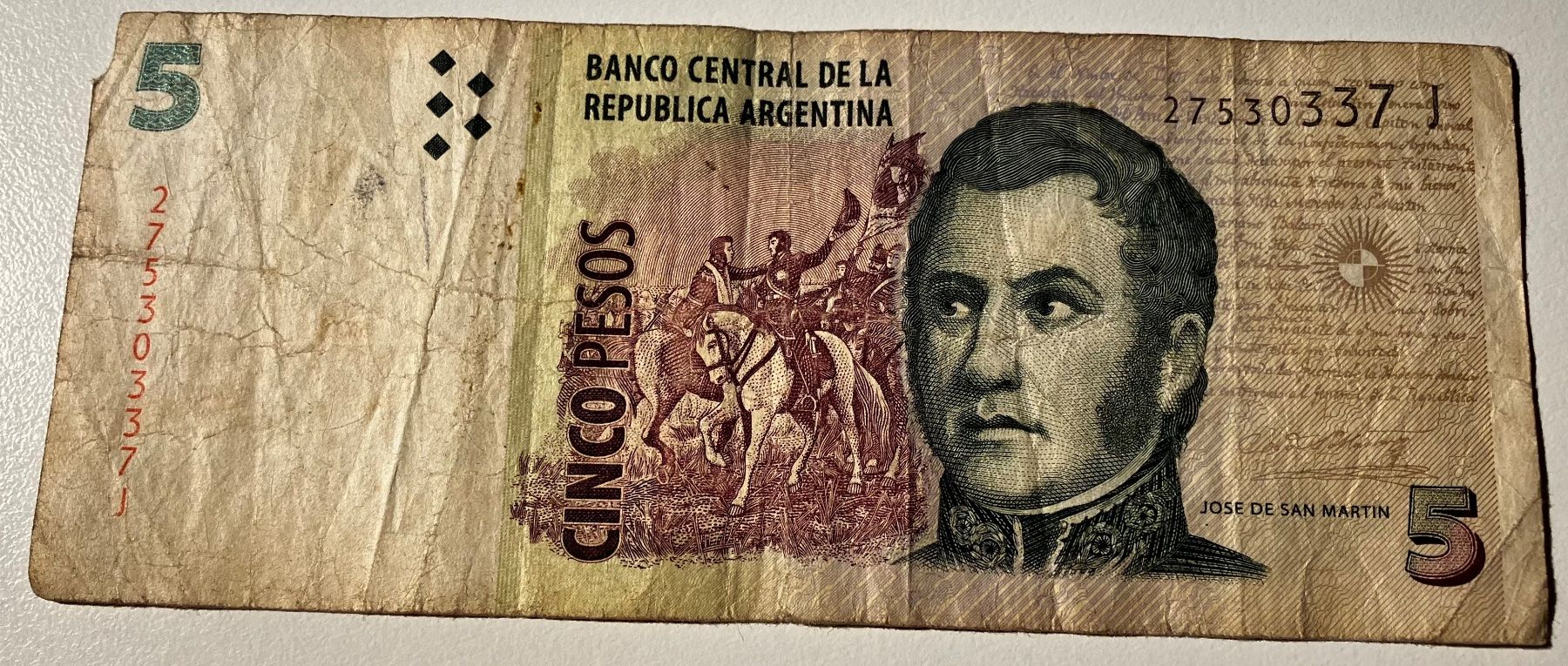 Billets de banque: Argentinien 5 Pesos – D'occasion à Algetshausen par Carrhard