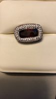 Silberner Ring mit roten und weissen Steinen Sterling Silber