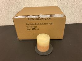 Kerzen 6,8 x 7,2 cm,  24 Stück, Creme marmoriert