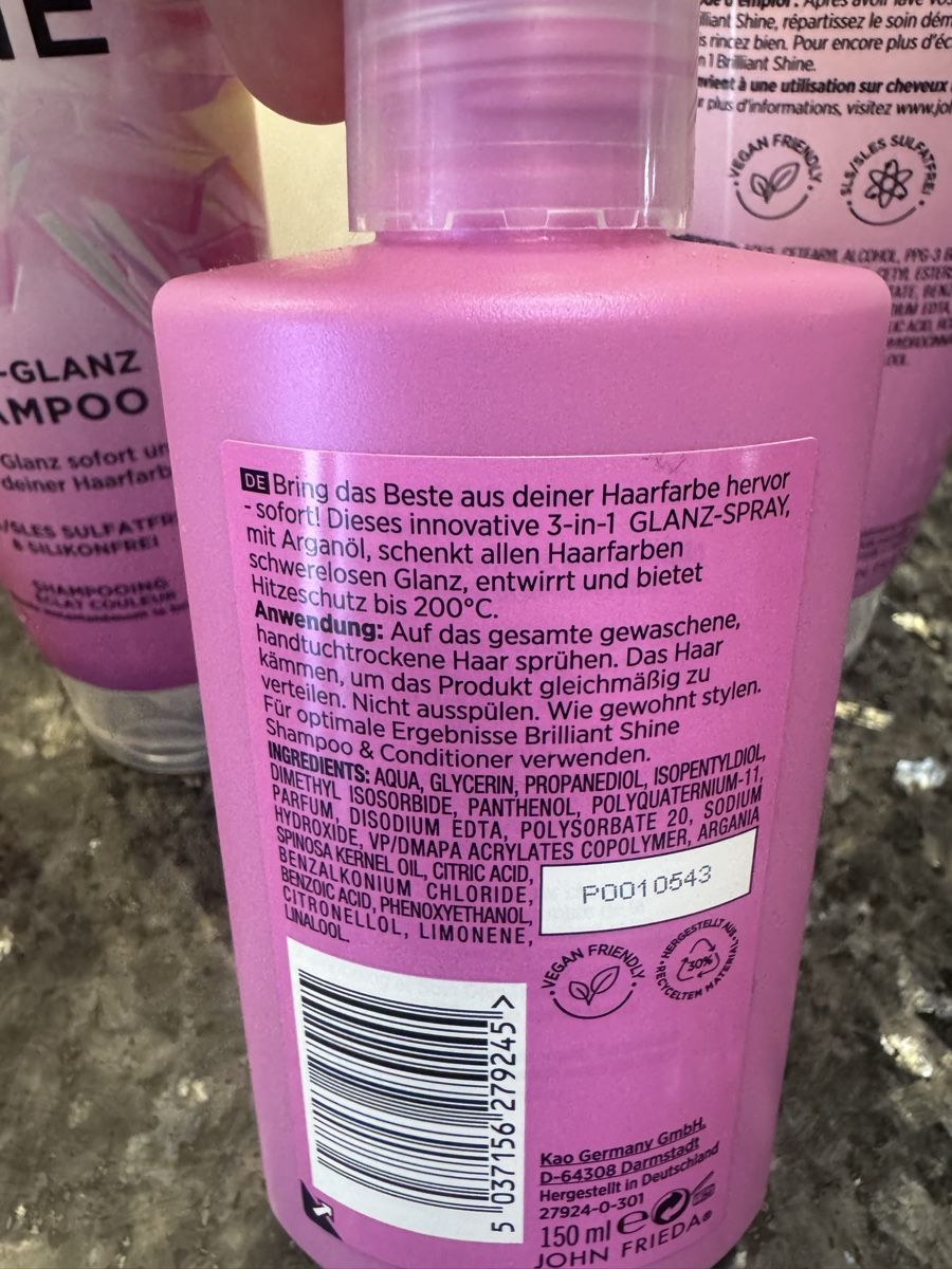 Prodotti per capelli: John Frieda Brilliant Shine Set, Shampoo und Glanzspray – Nuovo e nell'imballaggio originale da Belp venduto da sabadesign 3