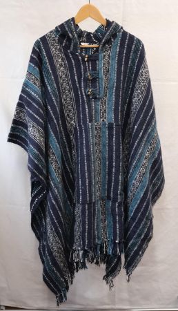Poncho Cape mit Kapuze Baumwolle aus Nepal