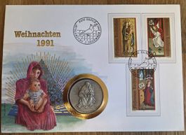 Silbermedaille Weihnachten 1991