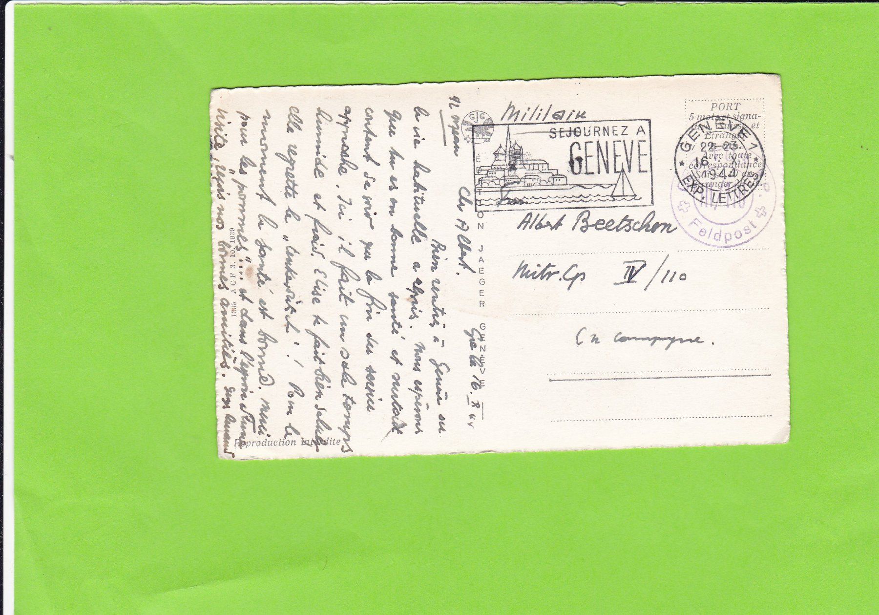 Cartoline postali: Genève-Hôtel des Postes-Tram-Oldtimer – Usato da St. Peterzell venduto da neckertal 1