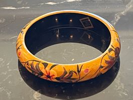 🌺 Bracelet Kashmiri Vintage en Bois Peint Main – Indien