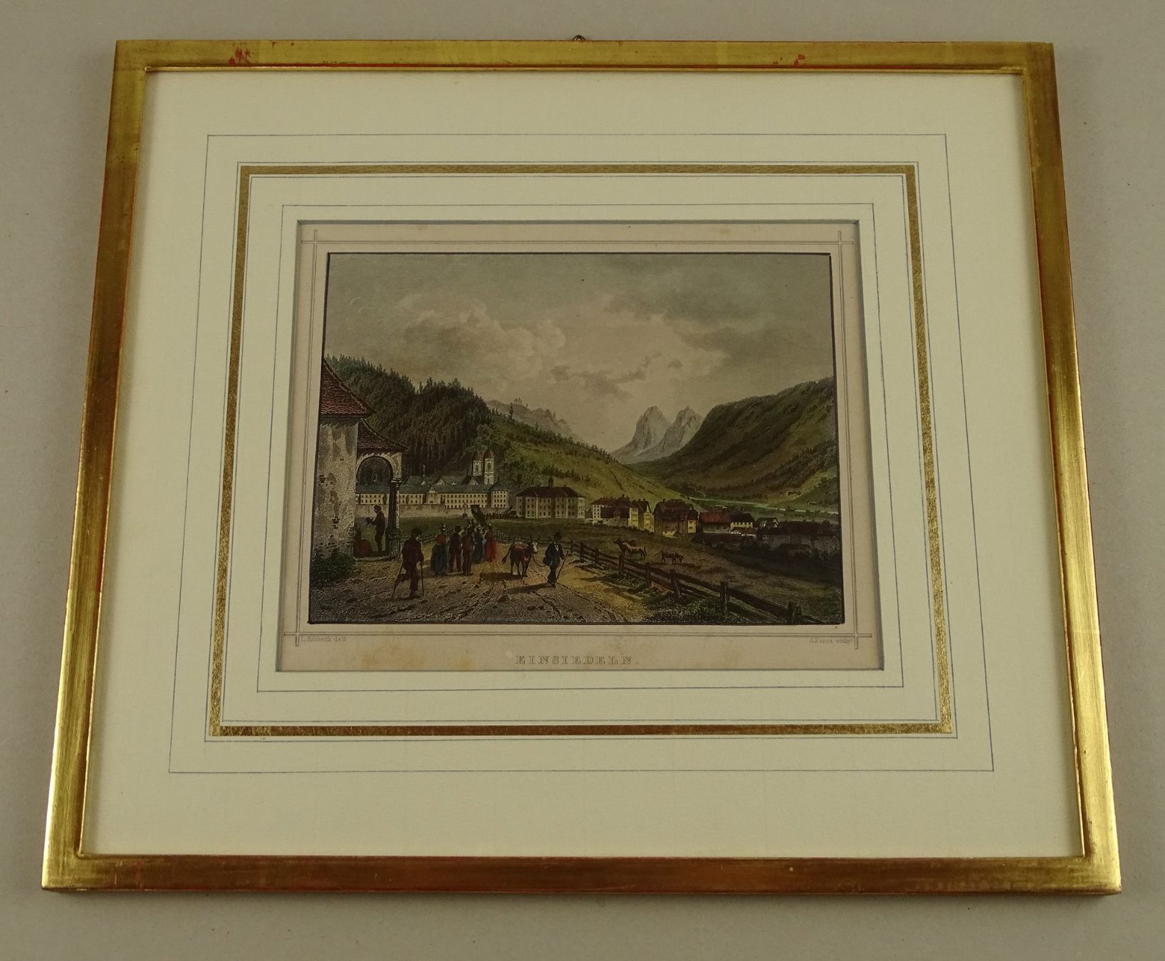 Incisioni: EINSIEDELN, STAHLSTICH UM 1865 – Usato da Grüningen venduto da Kartensammler
