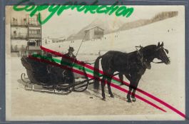 Davos. Pferdeschlitten. Fotoansichtskarte.