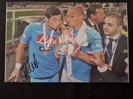 Dzemaili und Inler Napoli Autogramm A4 signiertes Grossfoto