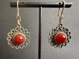 Vintage Silber Ohrringe mit Karneol 925
