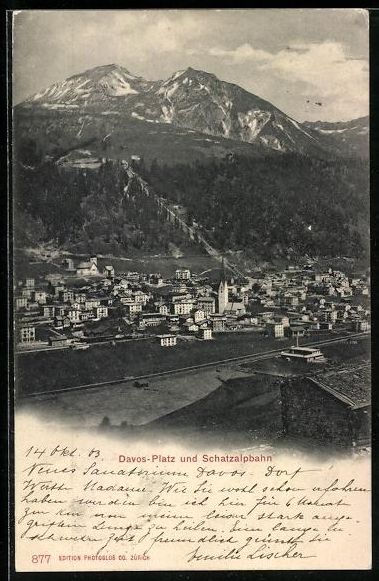 Cartoline postali: Davos, Totalansicht mit Gebirgspanorama  – Usato da Berlin venduto da bartko-reher