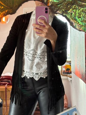 Zara Woman Wildleder Jacke Fransen Top Zustand!