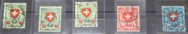 5 Briefmarken Schweiz 1924 Wappenmuster gestempelt