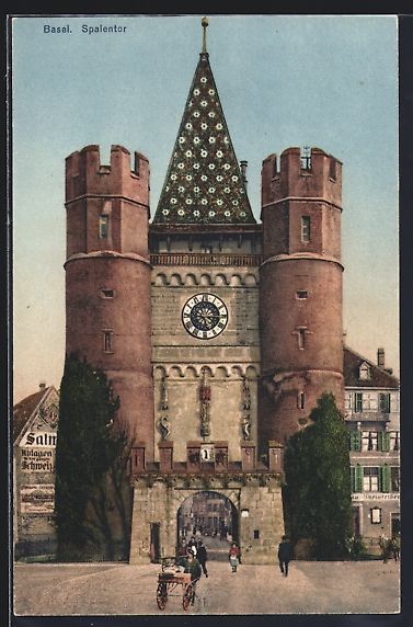 Cartes postales: AK Basel, Spalentor mit Strassenpartie – D'occasion à Berlin par bartko-reher