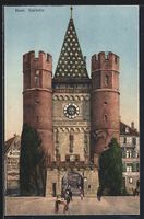 AK Basel, Spalentor mit Strassenpartie