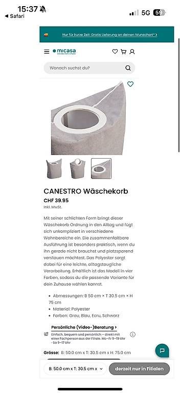 Micasa Paniers à linge: Wäschekorb – D'occasion à Baar par melanielu 2