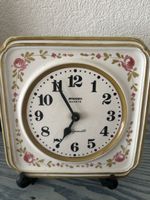 Horloge murale vintage Stauer Quartz - décor floral en céram