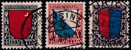 1920, Pro Juventute "Wappen" Nr. J15-17, gestempelte Serie.