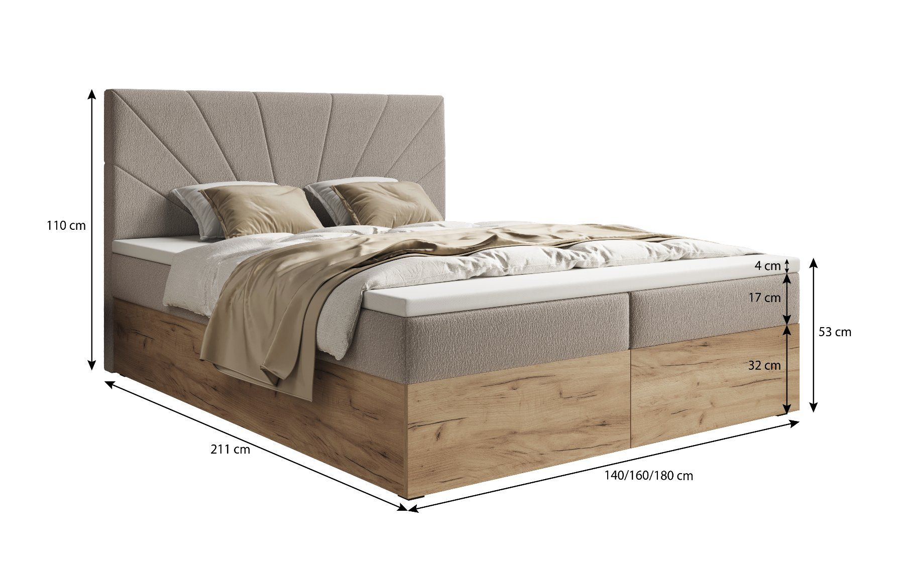 Betten: Boxspringbett FLORA – Holzoptik, Matratze & Topper – Neu und originalverpackt aus Reinach AG von bettisimo 6