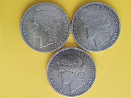 3 x 5 Franken :1889** , 1907** , 1908 **