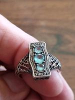 Schöner antiker 925 Silber Ring Aquamarin oder Topas