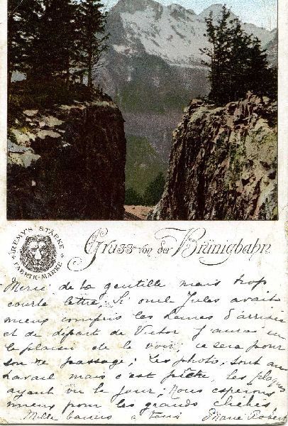 Ansichtskarten: Brünigbahn - Gruss von der .. Litho 1901 – Gebraucht aus Emmenbrücke von teestube