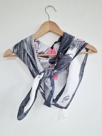 Damen Foulard ca. 87cm x 82cm Weiss Grau Rosa