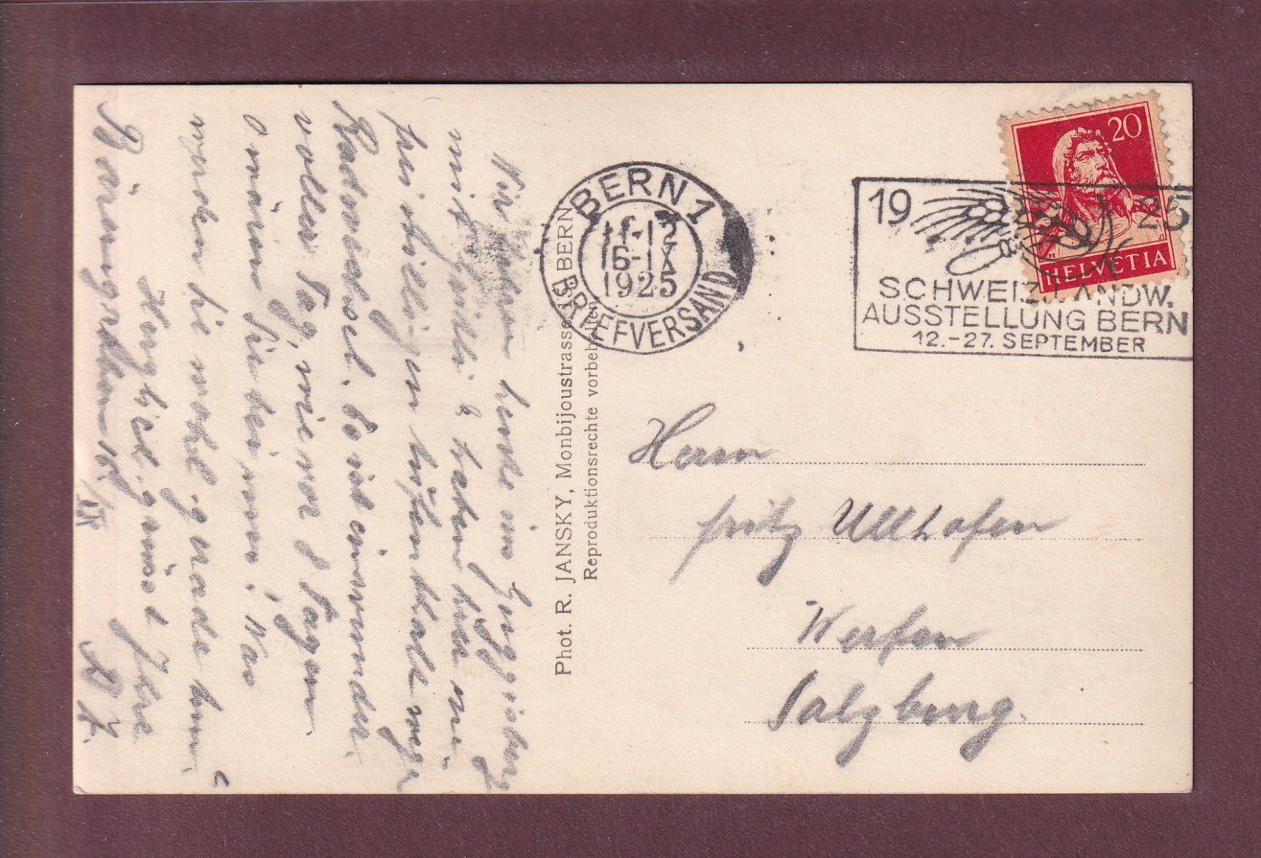 Cartoline postali: BERN - Bärengraben - 1925 – Usato da Pully venduto da nicecards 1