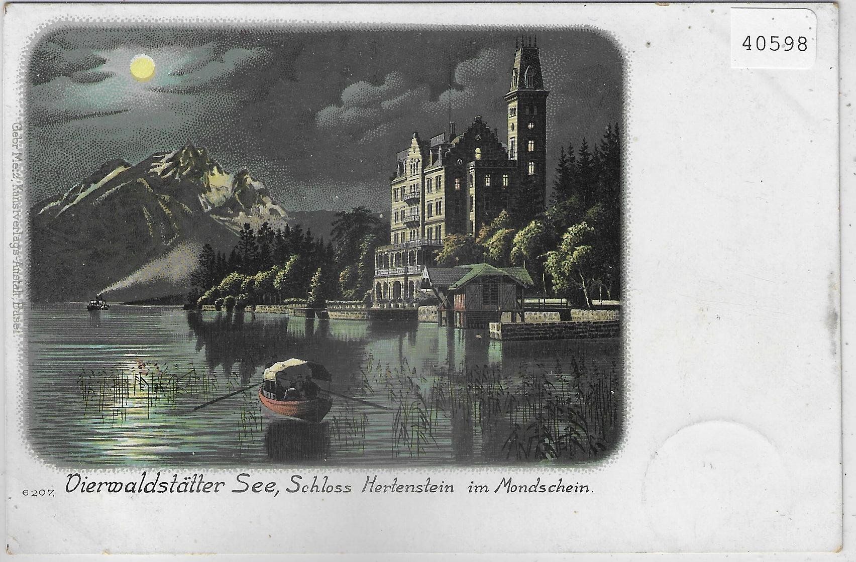 Cartoline postali: Schloss Hertenstein - Mondschein-Litho – Usato da Ettingen venduto da Kartenplanet