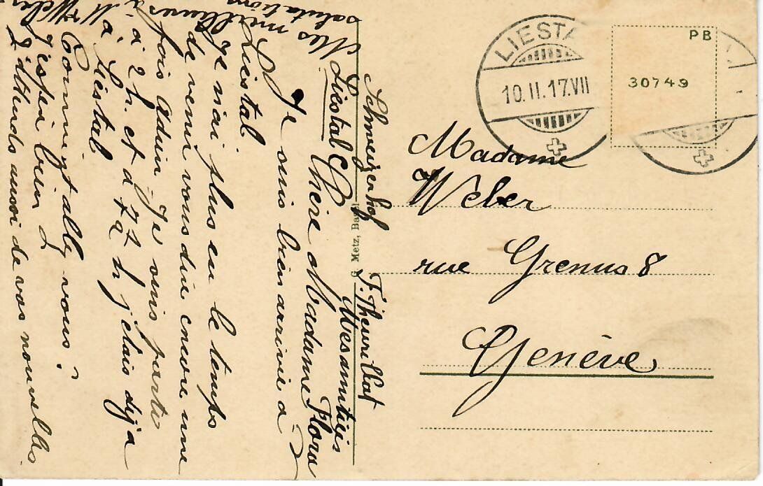 Cartoline postali: Liestal 1917 – Usato da Hochdorf venduto da Ziegel-16 1