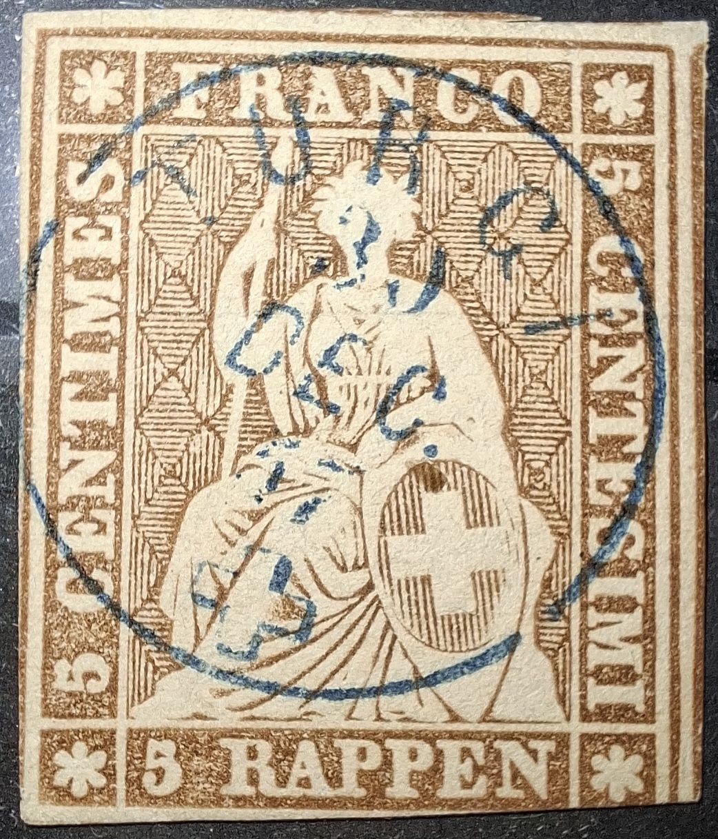 Tutti i francobolli: Strubel 22D Turgi Blauer Stempel 30.12.1857 – Usato da Balgach venduto da SIMEON27