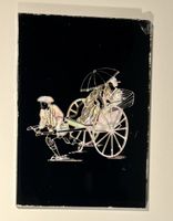 Plaque verre et aluminium ancienne, scène chinoise