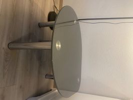Couchtisch Glas Metall drehbar zwei Ebenen