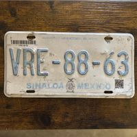 🇲🇽 Mexiko Autoschild, Sinaloa VRE-88-63 - ORIGINAL 