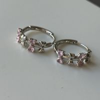 Silber 925 Rosa Zirkonia Schleife Kreolen
