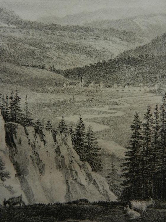 Incisioni: Blick auf Val Orbe Lithographie – Usato da Risch venduto da Antikfee 6