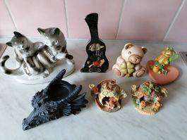 Dekofiguren Katze, Drache, Bär, Gitarre, Fröschli
