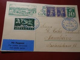 28.IX.1925 POSTKARTE KURHAUS SONNE LUZERN FLUGPOST, MANNHEIM