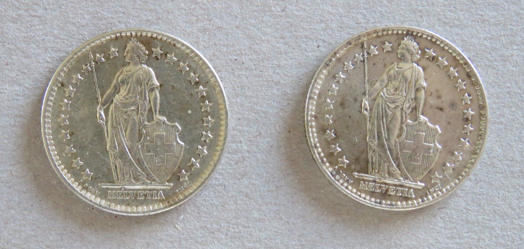 Tutti le monete: 2 x Fr. 2.-  1960 und 1963, Silber – Usato da Kreuzlingen venduto da Koi4 1