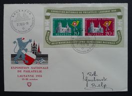 W35, Lausanner Block 1955 auf Brief, Kat: 100.-