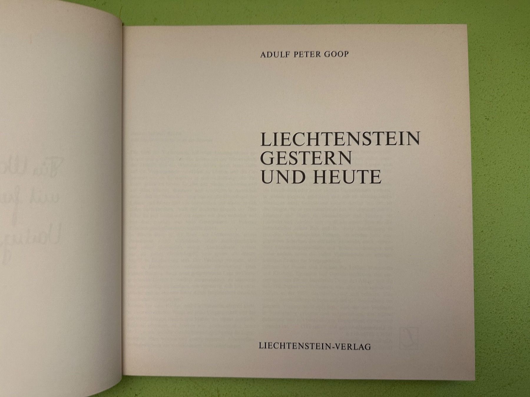 Livres: Adulf Peter Goop: Liechtenstein. Gestern und heute. – D'occasion à Zürich par allp 2