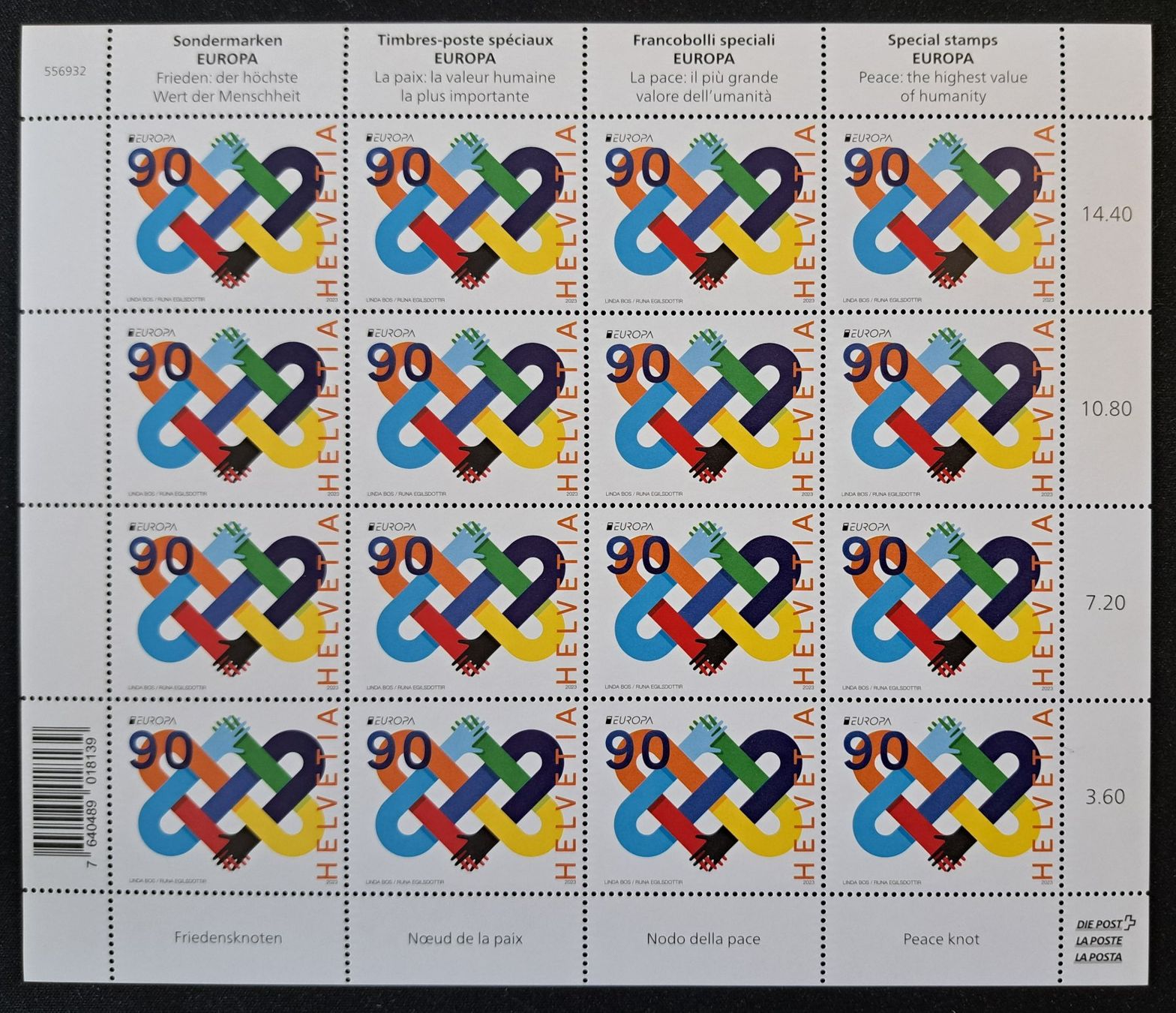 Alle Briefmarken: Kleinbogen Friedensknoten 2023 postfrisch – Neu (gemäss Beschreibung) aus Unterägeri von PhilatelieStudiger