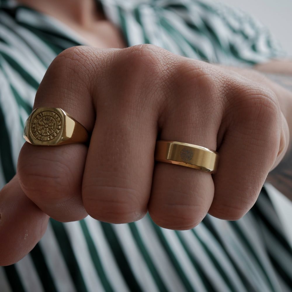 Anelli: 2x stylische Ringe in Goldfarbe – Nuovo (secondo la descrizione) da Luzern venduto da Tdawg54 6