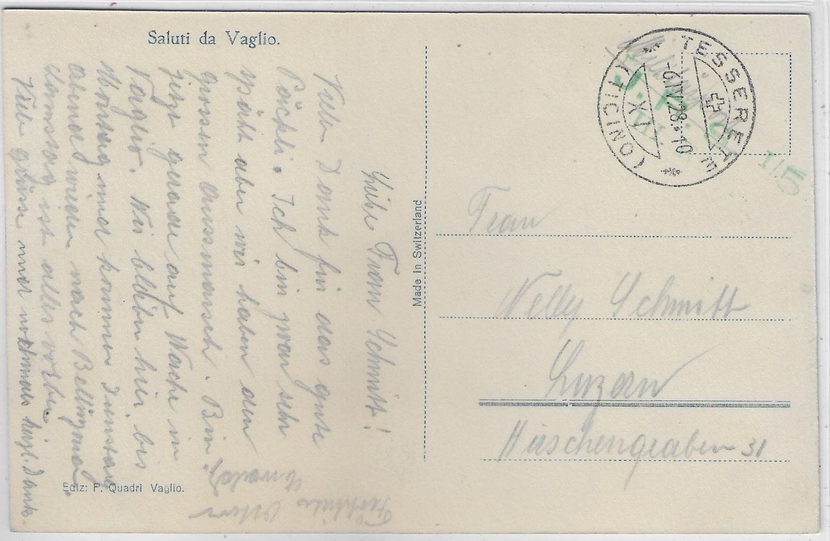 Cartoline postali: Saluti da Vaglio – Usato da Ettingen venduto da Kartenplanet 1